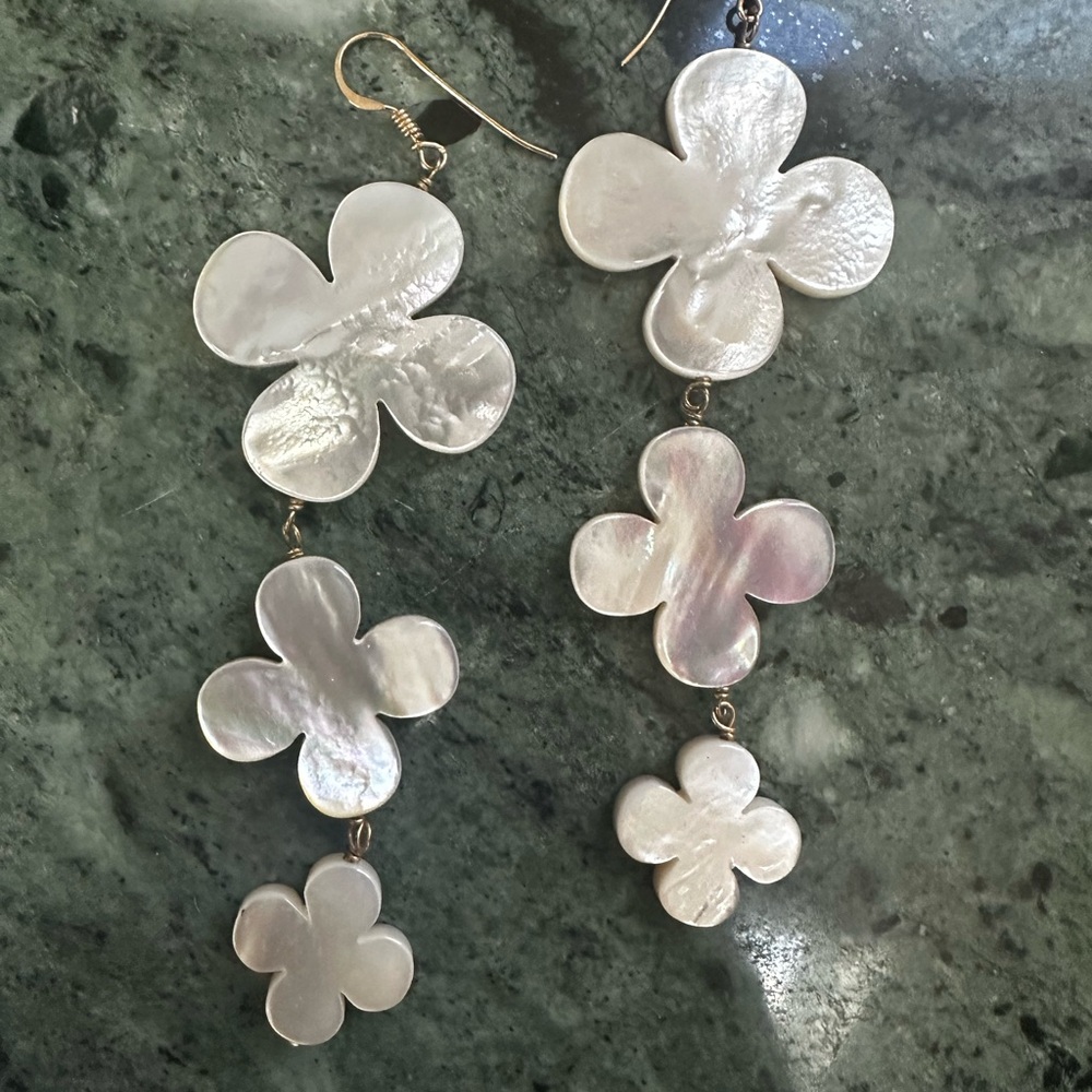 White Floral Textured Earrings